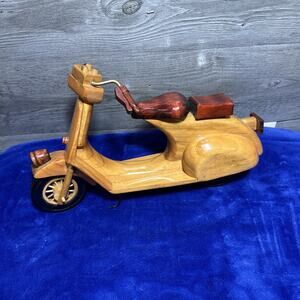 Large 14” Handmade Wooden Vespa Scooter Table Display Art